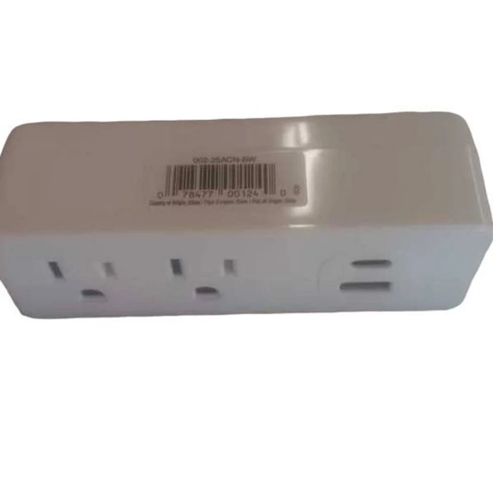 2 Prong to 3 Prong Outlet Extender, w/ Type A & Type C USB Wall Charger Adapter
